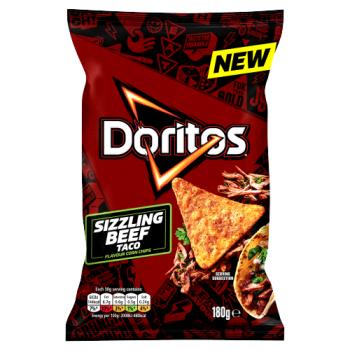 Doritos Sizzling Beef Taco Tortilla Chips Sharing Crisps 180g