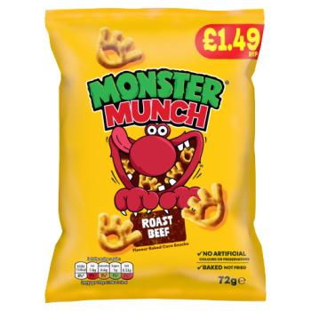 Walkers Monster Munch Roast Beef Crisps 72g PMP £1.49 RRP