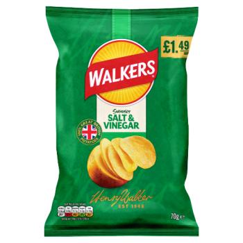 Walkers Salt & Vinegar Sharing Crisps 70g PMP £1.49 RRP