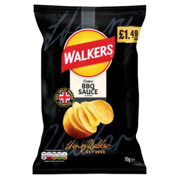 Walkers BBQ Sauce Sharing Bag Crisps 70g PMP £1.49 RRP