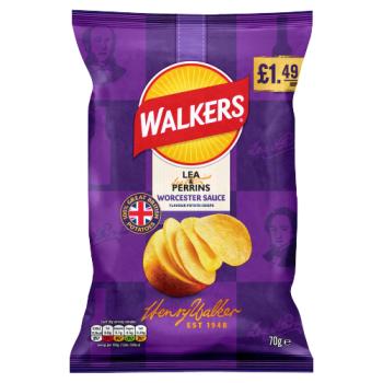 Walkers Lea & Perrins Worcester Sauce Sharing Crisps 70g PMP RRP £1.49