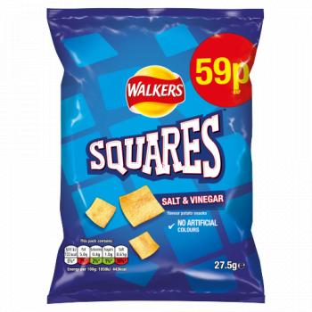 Walkers Squares Salt & Vinegar Snacks 59p Rrp Pmp 27.5g