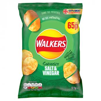 Walkers Salt & Vinegar Crisps 65p Pmp 32.5g