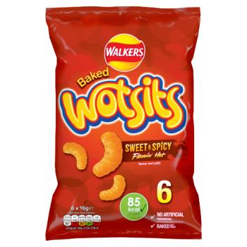 Walkers Wotsits Sweet & Spicy Multipack Snacks 6x16g