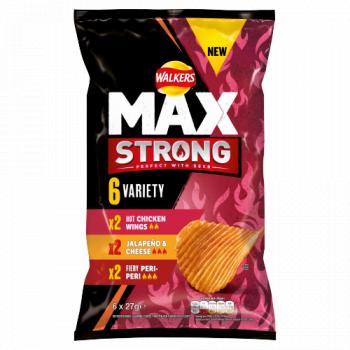 Walkers Max Strong Variety Multipack Crisps 6x27g
