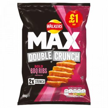Walkers Max Double Crunch Bold BBQ Ribs Crisps £1 RRP PMP 65g