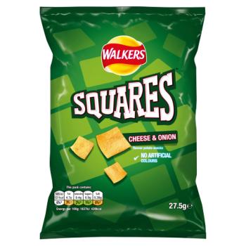 Walkers Squares Cheese & Onion Snacks Crisps 27.5g