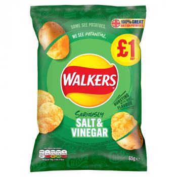 Walkers Salt & Vinegar Crisps £1 Rrp Pmp 65g