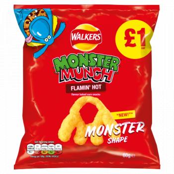 Walkers Monster Munch Flamin' Hot Snacks 60g PMP £1