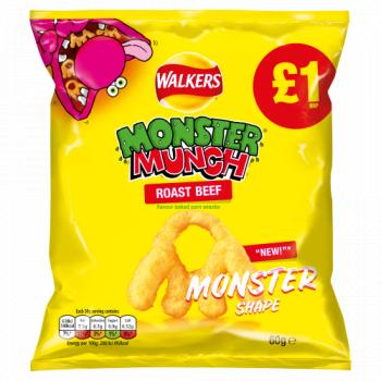 Walkers Monster Munch Roast Beef Snacks 60g PMP £1