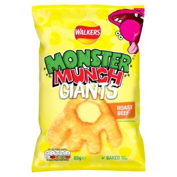 Walkers Monster Munch Giants Roast Beef Snacks Crisps 85g