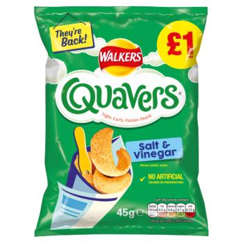 Walkers Quavers Salt & Vinegar Snacks £1 Rrp Pmp 45g