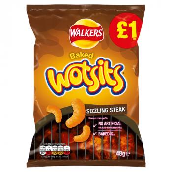 Walkers Wotsits Sizzling Steak Snacks £1 RRP PMP 48g