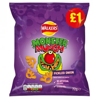 Walkers Monster Munch Pickled Onion Snacks 72g PMP £1