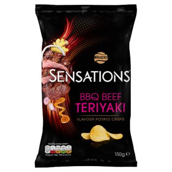 Walkers Sensations BBQ Beef Teriyaki Sharing Crisps 150g