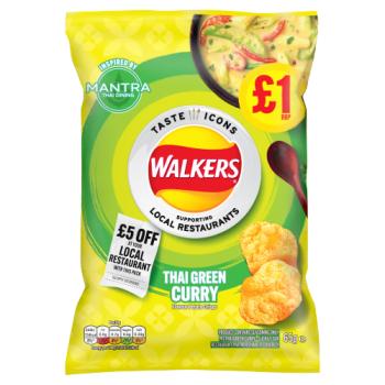 Walkers Thai Green Curry Flavour Crisps 65g PM £1