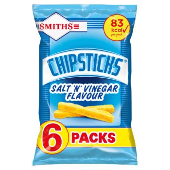 Smiths Chipsticks Snacks Salt & Vinegar 6 x 17g