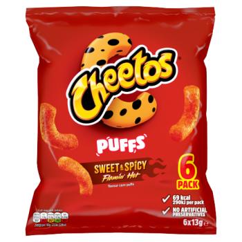 Cheetos Puffs Sweet & Spicy Multipack Snacks Crisps 6x13g
