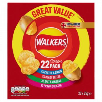 Walkers Classic Variety Multipack Crisps Box 22 x 25g