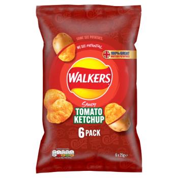 Walkers Tomato Ketchup Multipack Crisps 6x25g