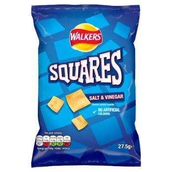 Walkers Squares Salt & Vinegar Snacks Crisps 27.5g