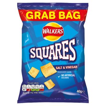 Walkers Squares Salt & Vinegar Snacks Crisps 40g
