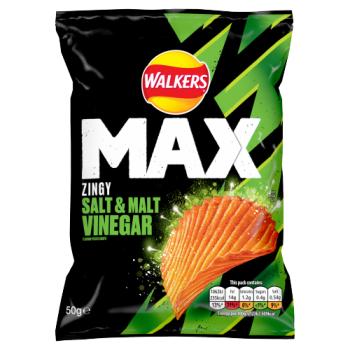 Walkers Max Zingy Salt & Malt Vinegar Crisps 50g