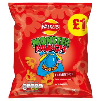 Walkers Monster Munch Flamin' Hot Snacks £1 PMP 68g