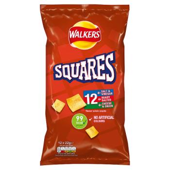 Walkers Squares Flavour Potato Snacks 12 x 22g