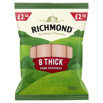 Richmond 8 Thick Pork Sausages 410g