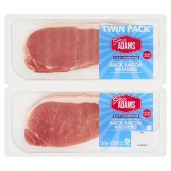 Geo. Adams Unsmoked Back Bacon Rashers 2 x 180g (360g)