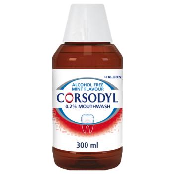Corsodyl Medicated Antibacterial Mouthwash Mint, Alcohol Free, 300ml