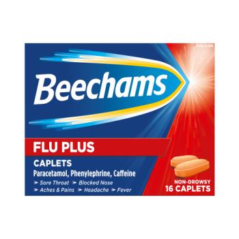 Beechams Flu Plus Caplets, Cold & Flu Relief with Paracetamol, 16s
