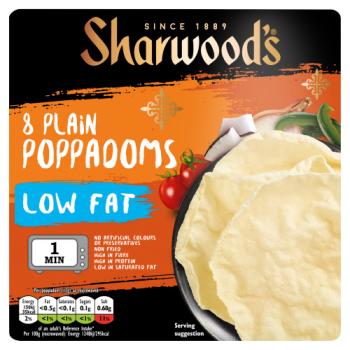  Sharwood's Low Fat Plain Poppadom 8 Pack