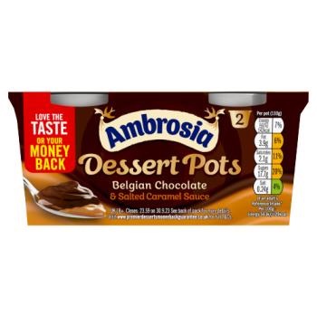 Ambrosia Dessert Pots Belgian Chocolate & Salted Caramel Sauce 2 x 110g (220g)
