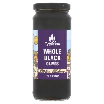 Cypressa Whole Black Olives in Brine 340g