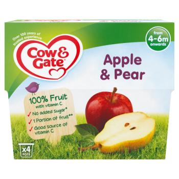 Cow & Gate Apple & Pear Fruit Puree Pots 4 x 100g