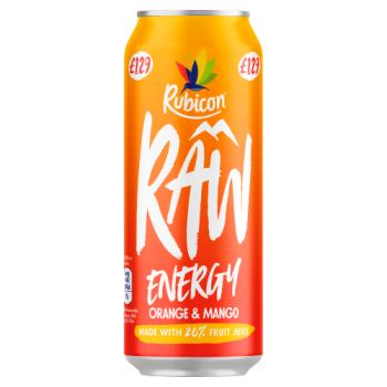 Rubicon Raw Energy Orange & Mango 500ml, Pmp, £1.29