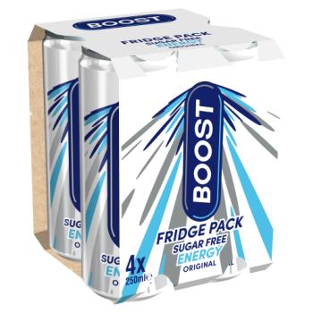 Boost Fridge Pack Sugar Free Energy Original 4 x 250ml