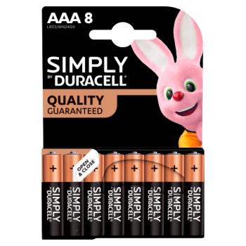 Duracell Simply AAA Alkaline Batteries, Pack of 8