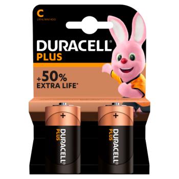 Duracell Plus Type C Alkaline Batteries, Pack of 2