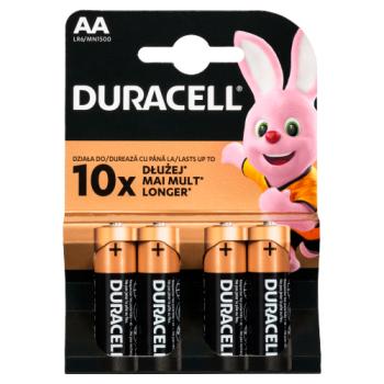 Duracell AA 1.5 V Alkaline Battery 4 Pieces