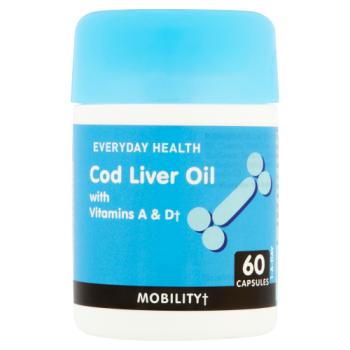 Everyday Health Cod Liver Oil with Vitamins A & D 1-A-Day 60 Capsules