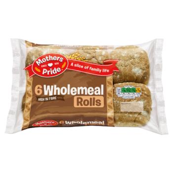 Mothers Pride 6 Wholemeal Rolls