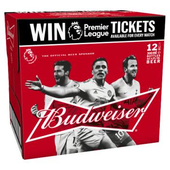 Budweiser Lager Beer Bottles - Premier League Edition 12 x 300ml