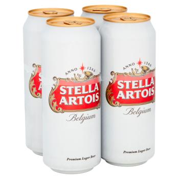 Stella Artois Lager Beer Cans 4 x 500ml