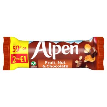 Alpen Fruit & Nut Chocolate Bar 29g PMP 59p or 2 for £1