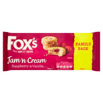 Fox's Jam 'n Cream Raspberry & Vanilla Family Pack 300g
