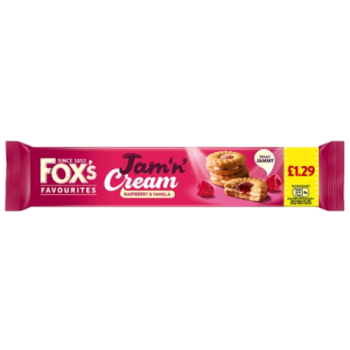 Fox's Favourites Jam 'n' Cream Raspberry & Vanilla 150g PM £1.29 