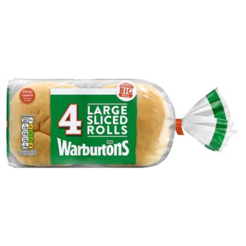 Warburtons 4 Large Sliced Rolls